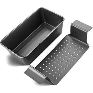 HONGBAKE Meatloaf Pan with Drain Tray, 9 x 5 Inches Loaf Pans with Insert, Nonstick Meat Loaf for Baking, Reduce the Fat and Kick Up the Flavor, Grey