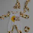 GRNSHTS Newborn Baby Girl Romper Infant Letter Print Jumpsuit Floral Bodysuit+Hat+Headband+Gloves Coming Home Clothes Outfits (Sunflower Yellow)