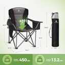 LET'S CAMP Folding Camping Chair Oversized Heavy Duty Padded Outdoor Chair with Cup Holder Storage and Cooler Bag, 450 LBS Weight Capacity, Thicken 600D Oxford,2 Pack, Twin Pack