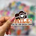 2 x Smile You are On Dash Cam Sticker Funny Warning Sign Camera CCTV Decals Sticker, Vinyl Waterproof Stickers for Car, Truck, Van, Windowns, Camera Area, CCTV, Gifts Ideas for Friends (5inches)