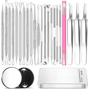 22 Pcs Pimple Popper Tool, Blackhead Remover Acne and Zit Comedone Extractor Kit