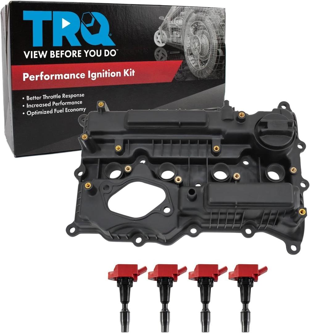 TRQ Ignition Kit Ignition Coil Valve Cover Compatible with 2019-2020 Hyundai Santa Fe 2017-2018 Santa Fe Sport 2015-2019 Sonata 2016-2020 Kia Optima Sorento