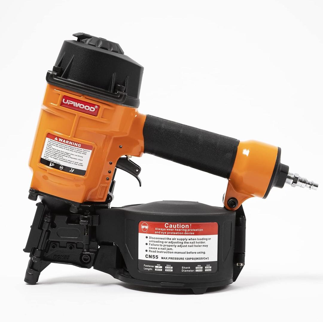 CN55 Air Coil Nailer, 1 Inch to 2-1/4 Inch 15 Degree Coil Nail Fast Shooting Fencing Nailer Pneumatic Coil Framing Nailer