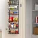 VyGrow 12.3" W Narrow Over the Door Pantry Organizer, 6-Tier Over the Door Organizer with Adjustable Basket, Pantry Door Organization for Pantry Kitchen Storage Room Spice Rack, Black