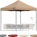 Replacement Canopy Top for Pop Up Canopy Tent,Heavy Duty 600D Oxford Fabric Outdoor Tent Cover (Khaki,10x10 TOP ONLY)