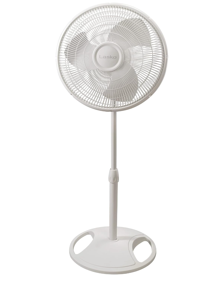 Lasko Oscillating Pedestal Fan - Adjustable to 47" - 2520 - White | Cooling Standing Fan for Bedroom, Living Room, and Home Office, 16" Blade Diameter, 3 Quiet Speeds