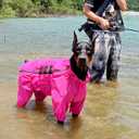 Lovelonglong Waterproof Dog Raincoat 4-Leg Full Body Dog Rain Suit with Reflective Strips & Leash Opening, Outdoor Dog Jacket for Rainy Weather, 4XL