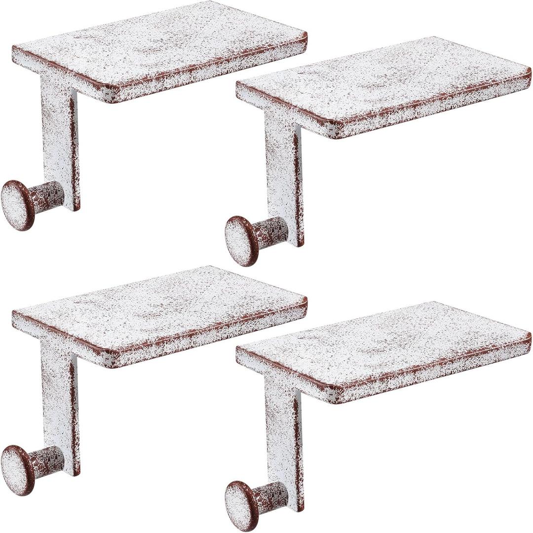 Landhoow Christmas Stocking Holder Christmas Stocking Hanger for Mantel Heavy Duty Xmas Hook with Non Slip Protective Pad Mantel Hook for Mantle Fireplace Home Shelf (White, 2 Pcs)