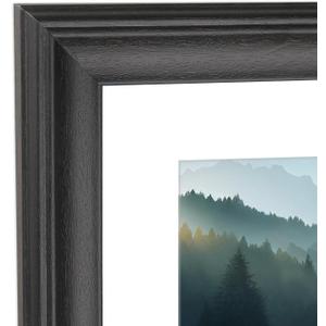 22x25 Picture Frame Black Solid Wood Poster Frame 18X21 with White Mat & Hanging Hardware Fits 22x25 or 18x21 photo frame (T23B2225W1821)
