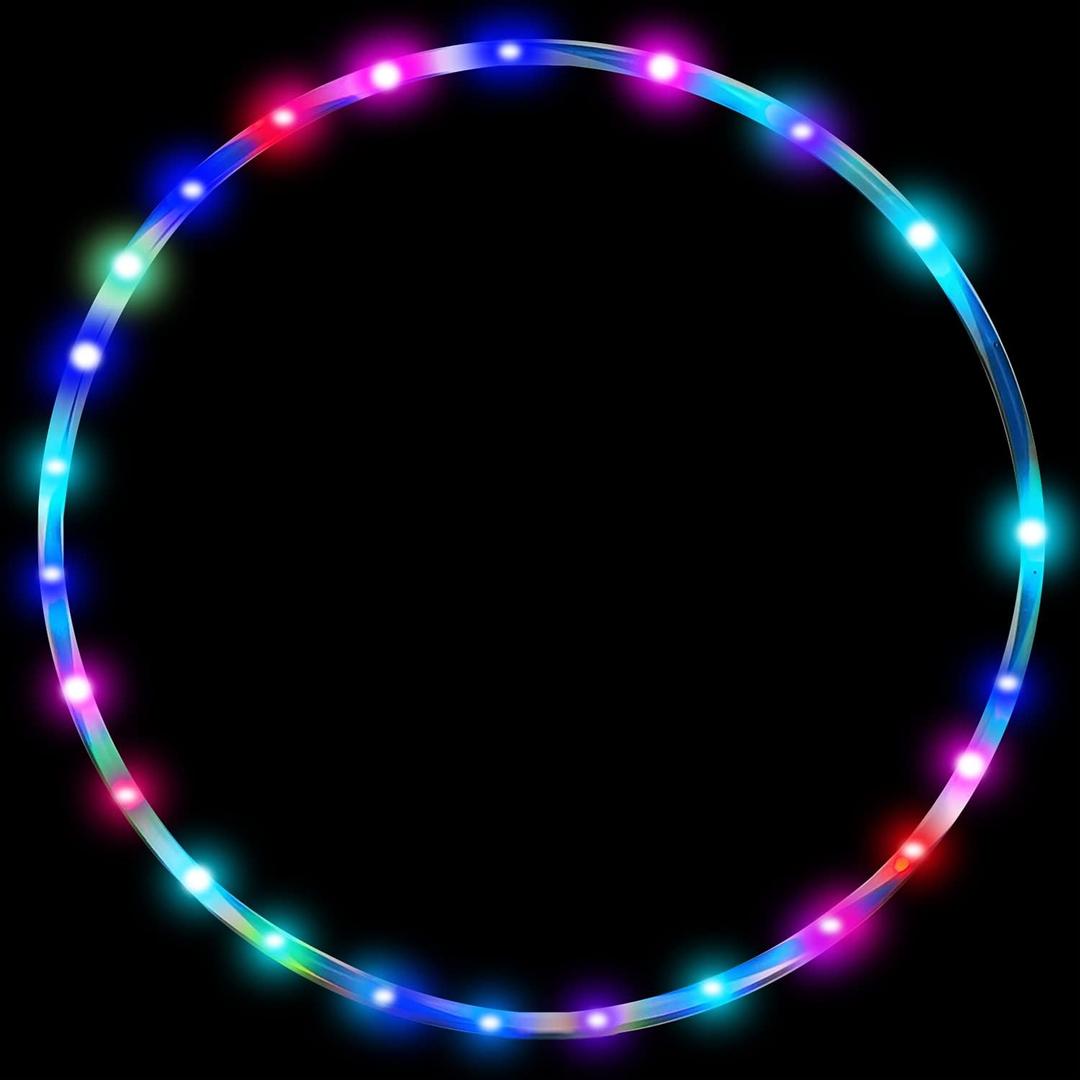 LED LightUp Dance Hoop for Kids  60cm/24in Fitness Equipment Featuring Auto Color Change & Strobe Lighting Effects (2 AA Batteries Needed, Not Included)