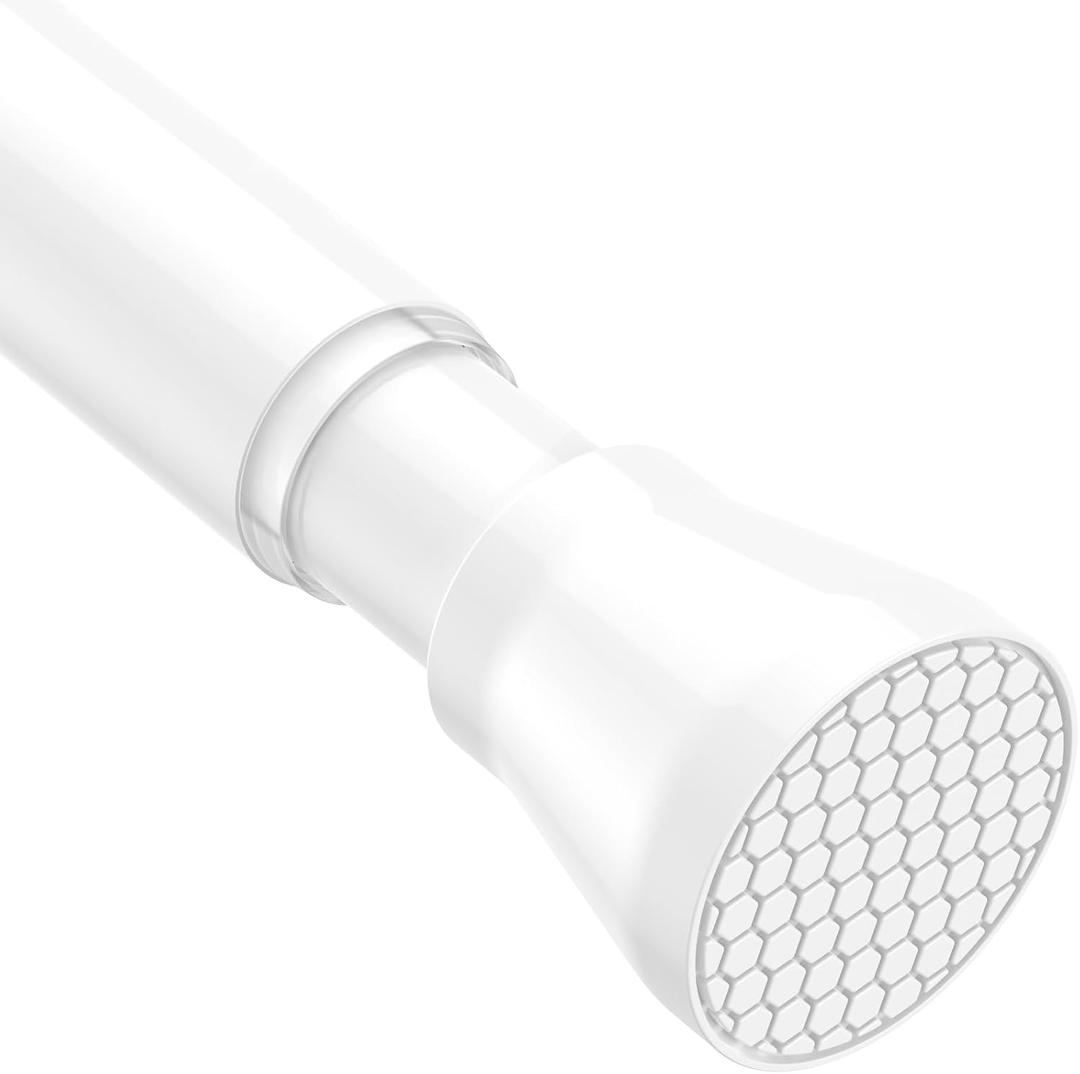 Tension Curtain Rod Adjustable Spring Tension Rods for Windows 28 to 48 Inch, No Drilling, 7/8" Diameter, White Curtain Rod, Small Shower Curtain Rod for Bathroom, Doorway, Closet, Kitchen
