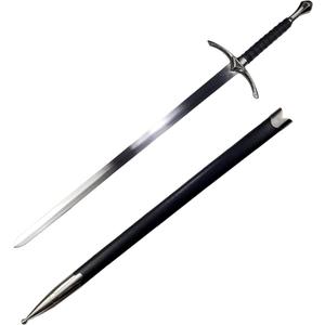 41.25" One Hand Medieval Sword - Dull Blade Carbon Steel With Faux Leather Wrapped Wood Scabbard - Non-Battle Ready for Gifts, Cosplay, & LARP