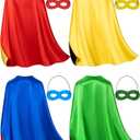 Double-Sided Superhero Capes and Masks for Kids - Perfect for Christmas, Halloween, Cosplay, and Parties (4 Colors Kits)