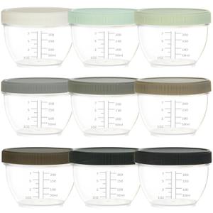Youngever 18 Pack 1 Cup Small Food Containers with Lids, 8 Ounce Food Storage Containers, Condiment, and Sauce Containers with Lids Labels (Urban Colors)