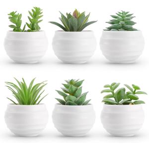 Der Rose Set of 6 Succulents Plants Artificial in Pots Small Fake Plants for Bedroom Aesthetic Living Room Shelf Bathroom Decor Office Desk Accessories