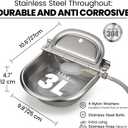 Automatic Animal Drinking Water Bowl with 2 Float Valves-304 Stainless Steel Automatic Water Dispenser for Dogs & Farm Animals, Auto-Refill, Leakproof Drain Hole, Extra Long 100cm Hose