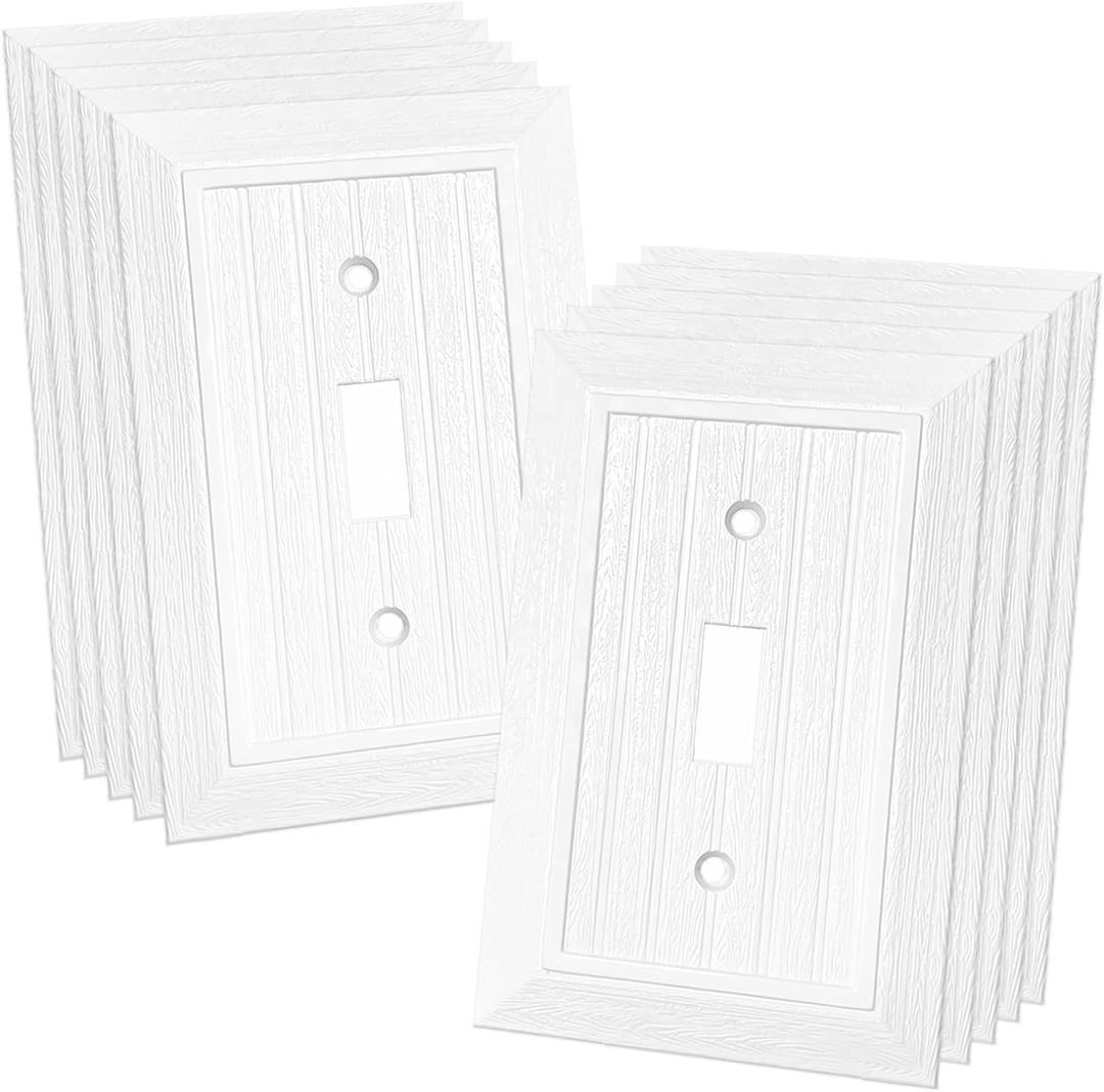 Modern Decorative Wall Plate Retro Wood Grain design Switch Cover Outlet Cover for Light Switch, Smart Switch, Dimmer, GFCI, USB Outlet (10 Pack, Single Toggle)