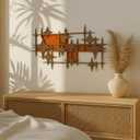 BrightRow Wooden Mid Century Modern Large Starbursts Wall Decor, Retro Starburst Panels Sculpture, 14.96 X 8.82 inch, Abstract Wall Decor Accents for Home Office Living Room, 16.9"L x 8.9"W