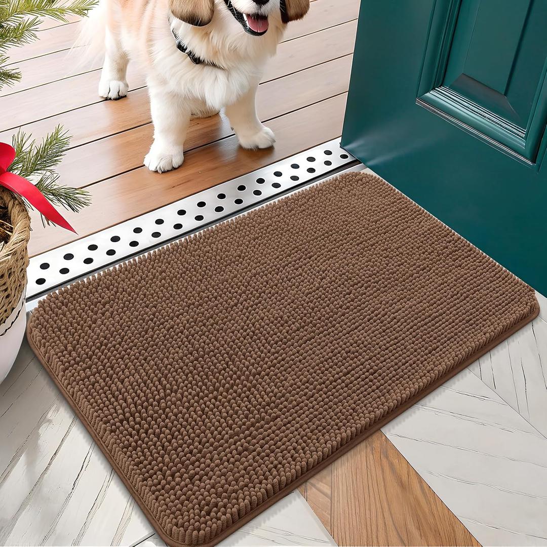 OLANLY Dog Door Mat for Muddy Paws 24x16, Absorbs Moisture and Dirt, Absorbent Non-Slip Washable Doormat, Quick Dry Chenille Mud Mat for Dogs, Entry Indoor Entryway Carpet for Inside Floor, Mocha OLANLY Dog Door Mat for Muddy Paws 24x16, Absorbs Moisture and Dirt, Absorbent Non-Slip Washable Doormat, Quick Dry Chenille Mud Mat for Dogs, Entry Indoor Entryway Carpet for Inside Floor, Mocha