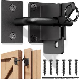 304 Stainless Steel Wooden Fence Self-Locking Gate Latch Heavy-Duty Gravity-Style Fence Gate Latch Privacy Latch, For Wooden Doors, Metal Doors, and Vinyl Fences Gate Lock Hardware (Black-Sand)