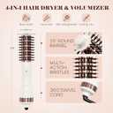 1.5 Inch Barrel (2.8 Plus Bristles) Dual Voltage(110~250V) Round Brush Blow Dryer, Hair Dryer Brush with European Plug Adapter, 4-in-1 Negative Ionic One Step Volumizer Dryer
