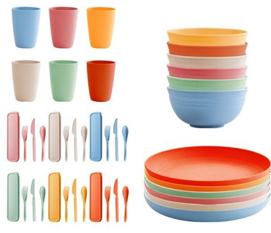 IKEA BPA Free Plastic Kids Tableware set -  Bowl, Plate, Cup and Cutlery - Pastel Colours