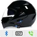 Motorcycle Bluetooth Modular Helmet, DOT Approved Dual Visor Full Face Flip up Bluetooth Integrated Motorcycle Helmets for Adults Men Women