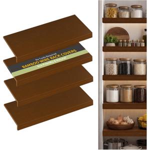 Bamboo Wire Shelf Covers, 38" W x 16" D, 4-Pack, Walnut