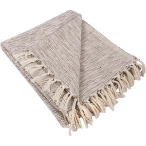 DII Rustic Farmhouse Throw Blanket with Decorative Tassels, Use for Chair, Couch, Bed, Picnic, Camping, Beach, & Just Staying Cozy at Home (50 x 60), Variegated Brown