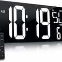 Large Digital Wall Clock with Remote Control 17.2" LED Large Display Timer with Temperature Date Week Auto DST Adjustable Brightness, Big Wall Alarm Clock for Living Room Office Garage Gym Seniors