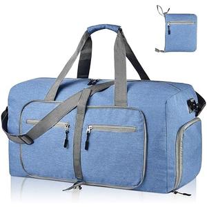 Dimayar Travel Duffle Bag for Men Women - Foldable Duffel Bag with Shoes Compartment - Overnight Bags Waterproof & Tear Resistant(Blue)