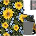 COOWPS Case for All-New Amazon Fire HD 10 Tablet (13th/11th Generation, 2023/2021 Release) 10.1" - Slim Folding Stand Cover with Auto Wake/Sleep, Hand Strap & Stylus Pen Holder, Sunflower