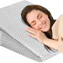Wedge Pillow 7.5" Bed Wedge After Surgery, Back Pain Relief, Memory Foam Pillow Triangle Incline Wedge for Back Support, Leg ElevationLight Grey, Triangle Wedge 24 X 24 X 7.5 Inch