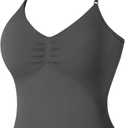 VOYJOY Impact Longline Strappy Top Workout Tank Tops for Women Impact Gym Sports Bra Camis (Small, Dark Gray)