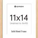 upsimples 11x14 Picture Frame, Natural Solid Wooden Picture Frames, Display 8x10 with Mat or 11 x 14 Without, Vertical or Horizontal Wall Hanging, 1 Pack, Natural