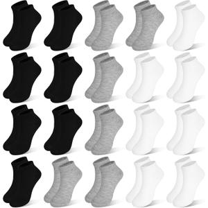 ZERULETS Kids Socks, 20 Pairs Ankle Low Cut Short Athletic Socks, Size: 7-10 Years
