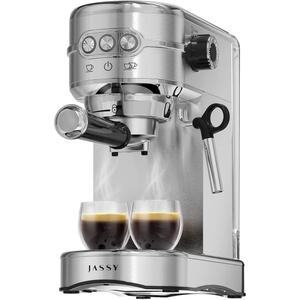 JASSY Espresso Maker 20 Bar Cappuccino Coffee Machine with Milk Steamer for Espresso/Cappuccino/Latte/Mocha for Home Brewing,Single/Double Cup Control,Small Size for Kitchen,1350W, JS-105