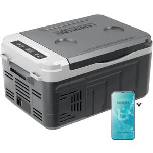 EUHOMY 12 Volt Refrigerator, 12 Quart (10L) Compressor Electric Cooler APP Control, Car Fridge 12/24V DC & 120-240V AC, Car Refrigerator -4~68, Portable Freezer for RV, Travel, Camping (11QT)