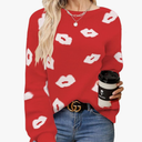Sweater for Women Lip Pullover Sweaters Cute Lips Long Sleeve Crewneck Casual Sweaters Top, L