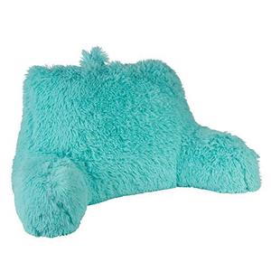 Klear Vu Shaggy Reading Pillow Back Rest Body Pillow for Adults and Kids, Lumbar and Arm Support on Bed, Chair, Couch, Sofa and Floor, 30" x 21", One Size, Aqua Sky