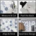 The Tiles Plaza 10-Sheet Peel and Stick Backsplash, Blue Cement Hexagon Stone Composite Marble Looks Self Adhesive Wall Tile, Stick On Tiles for Kitchen Bathroom Shower, Cover 9 Sq Ft.