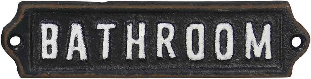 Bathroom Signs Decorative Cast Iron Retro Metal Door Plaque Women Men Farmhouse Cute Decoration for Restroom Home Decor Wall Art Decor for Office Shop Hotel Bar Restaurant, 4.92 x 1.38, Black