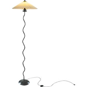 Pleated Floor Lamp, 3 Color Dimmable Floor Lamp with Remote Control, Retro Bedside Atmosphere Table Lamp for Bedroom, Living Room, (Beige)