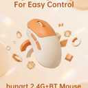 hunart H6 49g Wireless Mouse, Bluetooth & 2.4GHz Rechargeable Mouse, Lightweight Silent Ergonomic Mouse with USB-C Charging, Portable Right-Hand Office Mouse for Laptop, PC, MacBook, Office(Orange)