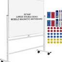 H-Qprobd 60"x48" Mobile Whiteboard Double-Sided Magnetic Dry Erase Board on Wheels - Comercial Rolling White Boards with Sturdy Stand for Home, Office & School