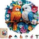Bodhipnjoy Spring Flower Wooden Jigsaw Puzzle for Adults 500 Pieces, Parrots Jigsaw Puzzles, Bird Wood Puzzles Adult, Unique Shaped Fun Challenging Family, Home Decor 16.5" x 16.5"