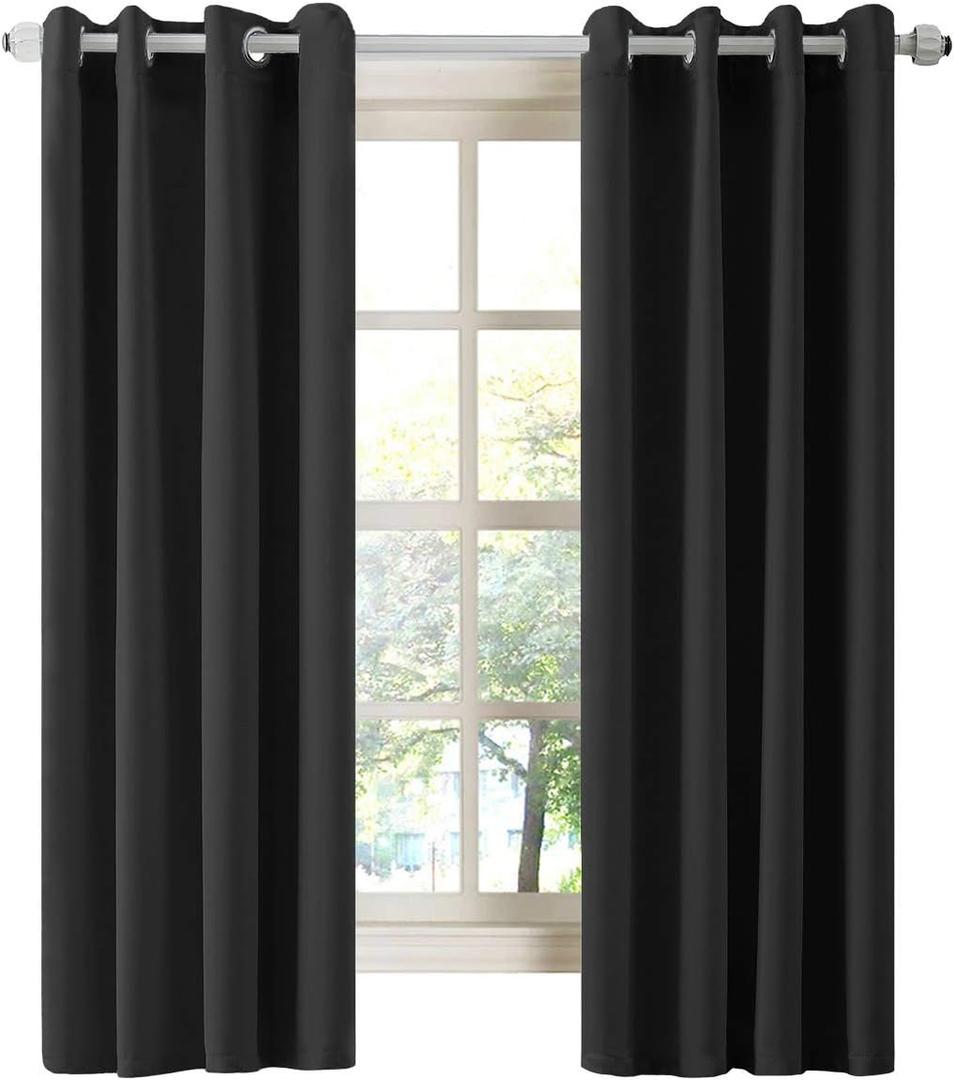 LA PALMA Thermal Insulated Blackout Darkening Grommet Living Room Curtains Window Drapes for Bedroom Pack of 2 Panels