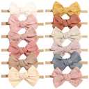 jollybows 12pcs Baby Girls Hair Bows Nylon Elastic Headband Hair Accessories for Infants Toddlers Newborn (1-12pcs Light Pattern)