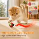 Geamen Interactive Cat Toys with Bird Sounds & 3 Speed Modes, Rechargeable Automatic Moving Cat Toy with 3 Tails, Fast Charging Smart Rolling Ball for Indoor Cats to Chase Play on Hard Floor Carpet
