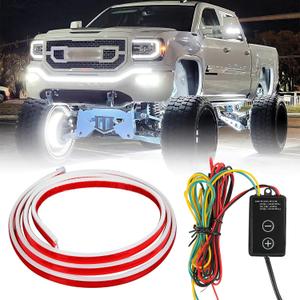 71 Inch Led Hood Light Strip, White Dynamic Car LED Hood Strip Lights with Fuse Protection, Turn Signal Lamp, Universal Exterior Daytime Running Light Strip for Cars, SUVs, Trucks